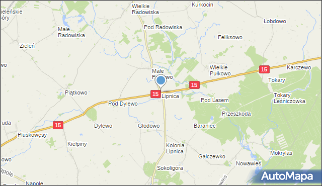 mapa Lipnica, Lipnica gmina Dębowa Łąka na mapie Targeo